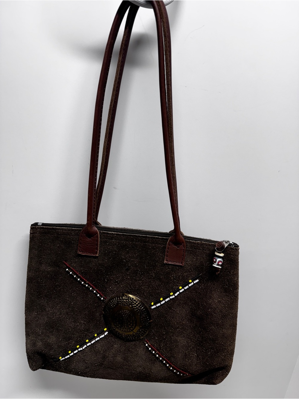 Annabelle Thom Kenya Bespoke suede Leather Braided Tote Purse Bag